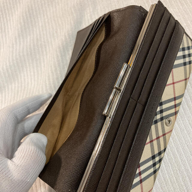 BURBERRY - 【極美品】 バーバリー 長財布 ノバチェック がま口 レザー