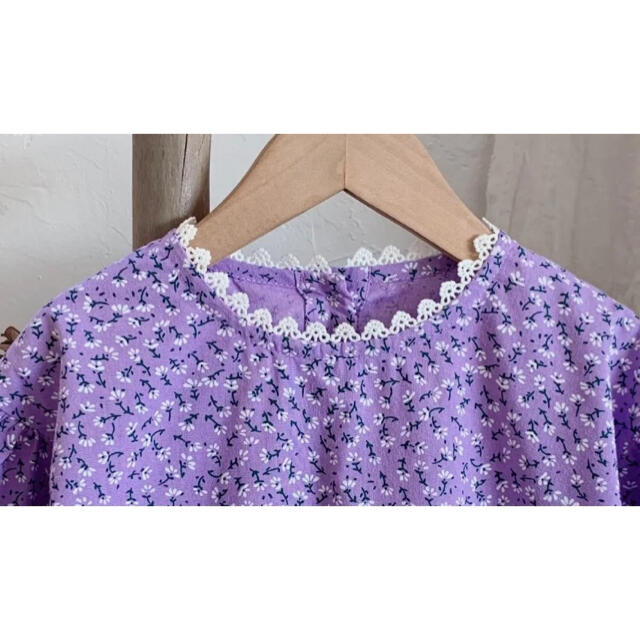 ☆フランス風小花のパープルワンピース　2点⭐︎ キッズ/ベビー/マタニティのキッズ服女の子用(90cm~)(ワンピース)の商品写真