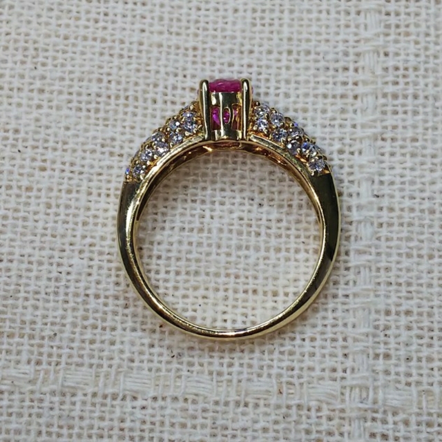 ピンクサファイア ダイヤモンド K18リング レディースのアクセサリー(リング(指輪))の商品写真