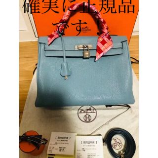 エルメス(Hermes)の美品 エルメス ケリー32 トゴ 内縫い ブルー ツイリー付き(ショルダーバッグ)