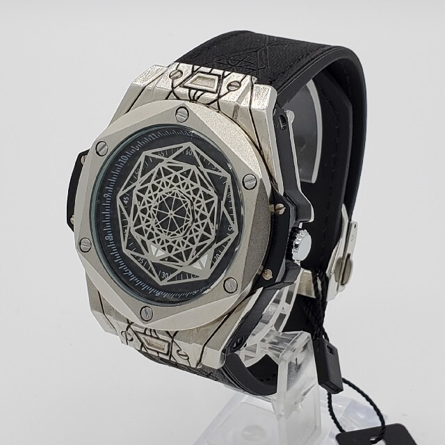 新品 ONOLA オマージュ メンズ腕時計 六芒星 八角形 高級 シルバー