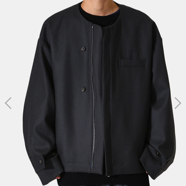 stein NO COLLAR MELTON JACKET 21aw ブラック | purplepatchstudio.com