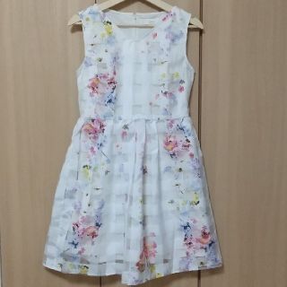 トッコ(tocco)のtocco closet 花柄 シアーチェック ワンピース フリーサイズ(ひざ丈ワンピース)