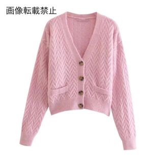 ザラ(ZARA)の🌰9月新作🌾5902◆pink ピンク ニット カーディガン(カーディガン)