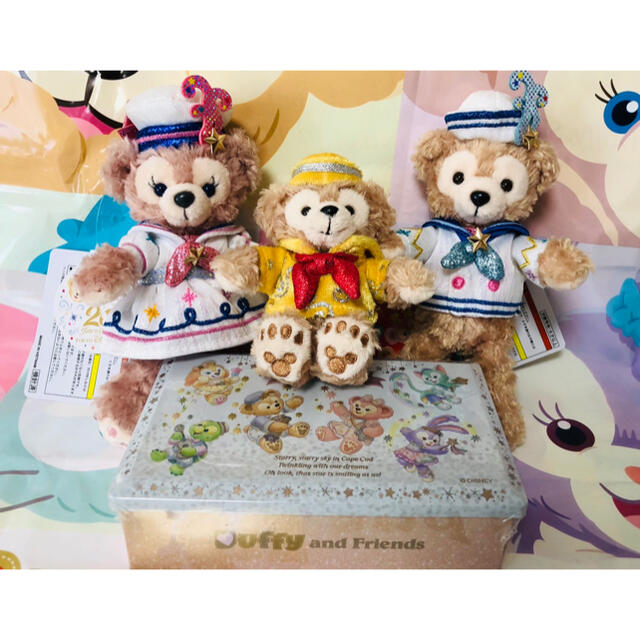 ディズニーシー20周年 ぬいぐるみバッジ、チョコ、ダッフィーストラップ