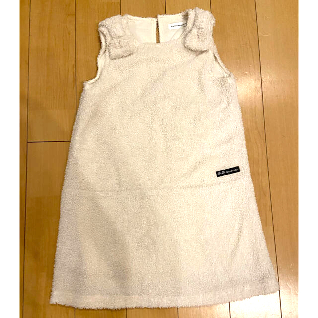 BeBe(ベベ)のBeBe Petitis Pois Vert  秋冬フリースワンピース キッズ/ベビー/マタニティのキッズ服女の子用(90cm~)(ワンピース)の商品写真