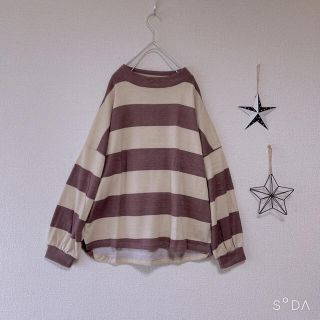 ちゃんどら様専用 ❁moca❁ ワイドボーダー❋プルオーバー(カットソー(長袖/七分))