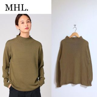 マーガレットハウエル(MARGARET HOWELL)のMHL. コットン素材のモックネックニットROUGH COTTON カーキ 秋冬(ニット/セーター)