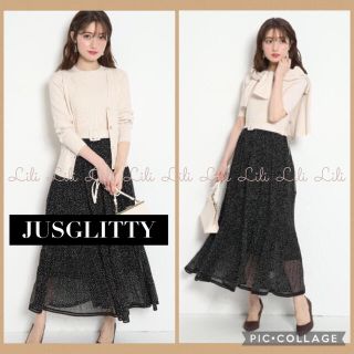 ジャスグリッティー(JUSGLITTY)のJUSGLITTY カーデ付プリーツスカートドッキングワンピ　ジャスグリッティー(ロングワンピース/マキシワンピース)