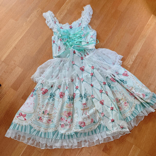 後ろ編み上げでサイズ調節可能Angelic Pretty♡サロン・ド・テ・ローズ JSK