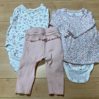 エイチアンドエム(H&M)のH&M ロンパース2着　フリルパンツ1着　2-4M(ロンパース)