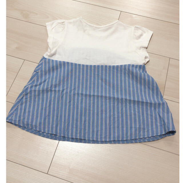 GU(ジーユー)のGU 切替トップス ドッキングTシャツ キッズ/ベビー/マタニティのキッズ服女の子用(90cm~)(Tシャツ/カットソー)の商品写真