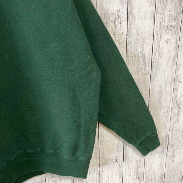 アメリカUSA古着スウェットトレーナーシャツ濃緑Lダークグリーン企業ロゴプリント メンズのトップス(スウェット)の商品写真