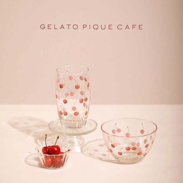 gelato pique(ジェラートピケ)のgelato pique ジェラートピケ チェリーグラス&ボウル 2点セット インテリア/住まい/日用品のキッチン/食器(食器)の商品写真