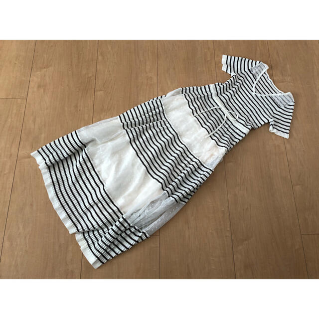 E84【新品・タグ付き】ダイアグラム ドットチュール切替ニットワンピース-