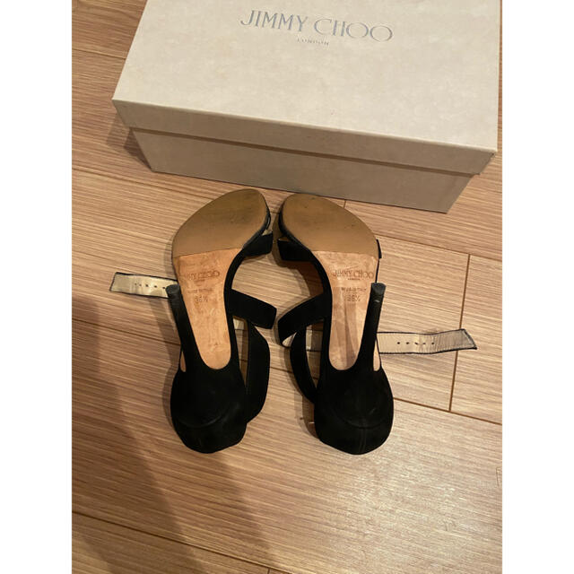 JIMMY CHOO(ジミーチュウ)のジミーチュウ　36 1/2 23,5㎝　ヒール10㎝　黒スエード　サンダル レディースの靴/シューズ(ハイヒール/パンプス)の商品写真