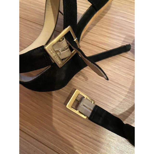 JIMMY CHOO(ジミーチュウ)のジミーチュウ　36 1/2 23,5㎝　ヒール10㎝　黒スエード　サンダル レディースの靴/シューズ(ハイヒール/パンプス)の商品写真