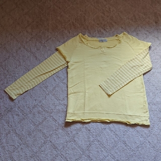 シマムラ(しまむら)のレディース ロンT 長袖 カットソー 重ね着 黄色(Tシャツ(長袖/七分))