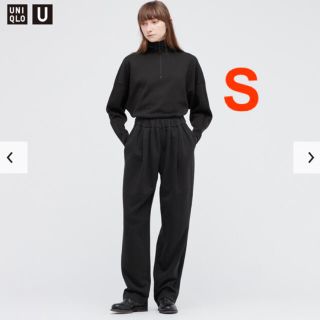 ユニクロ(UNIQLO)の【新品】UNIQLO U ブラック スウェットギャザーパンツ S(カジュアルパンツ)