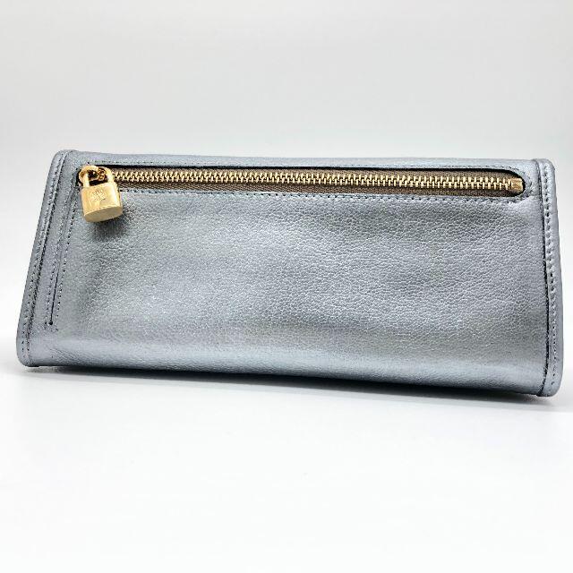 LOEWE(ロエベ)の【美品】ロエベ 二つ折り長財布 レザー シルバー レディースのファッション小物(財布)の商品写真