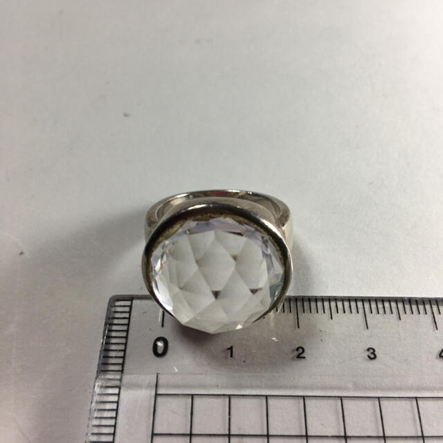 天然石　水晶　シルバーリング　16号 レディースのアクセサリー(リング(指輪))の商品写真