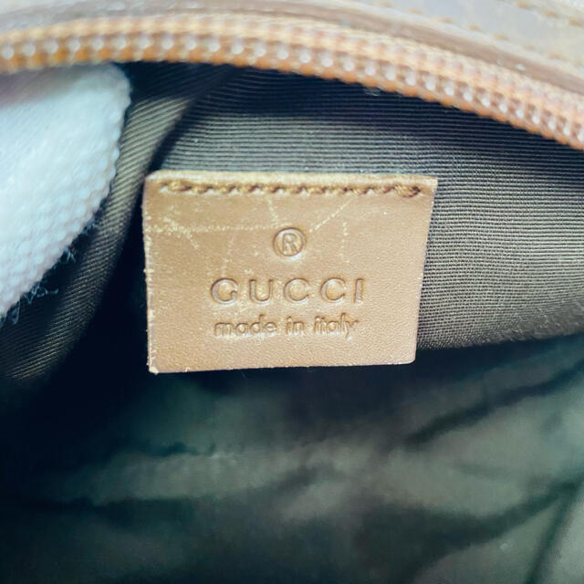 Gucci(グッチ)の【良品】GUCCI グッチ GG柄　ミニポーチ　化粧ポーチ　キャンバス×レザー レディースのファッション小物(ポーチ)の商品写真