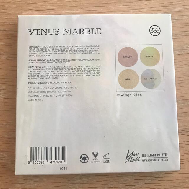 3ce(スリーシーイー)のVENUS MARBLE ハイライトパレット コスメ/美容のベースメイク/化粧品(フェイスカラー)の商品写真