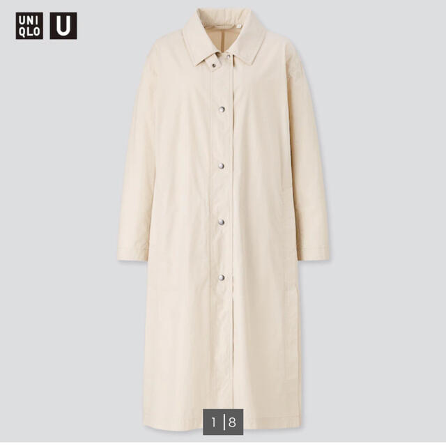 UNIQLO(ユニクロ)の美品　ユニクロユー　ライトロングコート　白　L レディースのジャケット/アウター(ロングコート)の商品写真