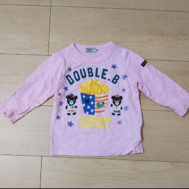 DOUBLE.B(ダブルビー)のDOUBLE.B ロンT デニムパンツ セット 80 ミキハウス キッズ/ベビー/マタニティのベビー服(~85cm)(Ｔシャツ)の商品写真