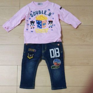 ダブルビー(DOUBLE.B)のDOUBLE.B ロンT デニムパンツ セット 80 ミキハウス(Ｔシャツ)