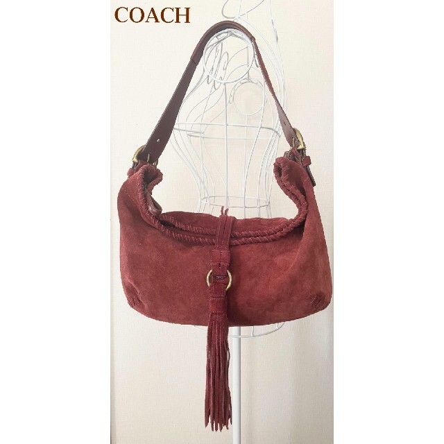 COACH(コーチ)のCOACH コーチ　レッド　フリンジ　スエード　レザー　ショルダーバック レディースのバッグ(ショルダーバッグ)の商品写真