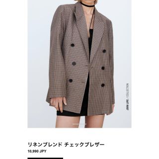 ザラ(ZARA)のリネンブレンドチェックブレザー　ZARA(テーラードジャケット)