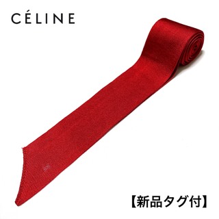 セリーヌ(celine)の【新品タグ付】CELINE ネクタイ イタリア製 無地 ソリッドタイ レッド(ネクタイ)