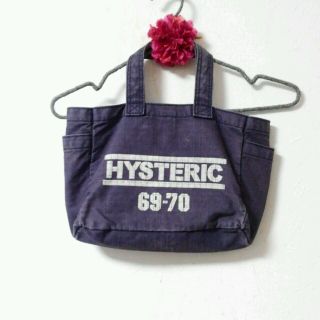 ヒステリックグラマー(HYSTERIC GLAMOUR)のhystericサイドポケット付きミニトート紺(トートバッグ)