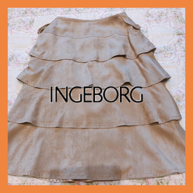 【超美品】インゲボルグ 被せ段々 ベロア素材 スカート 膝丈スカート