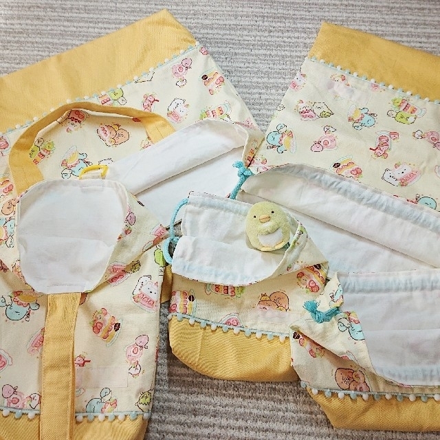 入園入学グッズ5点セット ☆ すみっコぐらし ハンドメイド ハンドメイドのキッズ/ベビー(バッグ/レッスンバッグ)の商品写真