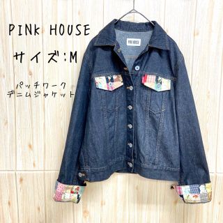 ピンクハウス(PINK HOUSE)の【PINK HOUSE】デニムジャケット (M) パッチワーク Gジャン ロゴ(Gジャン/デニムジャケット)