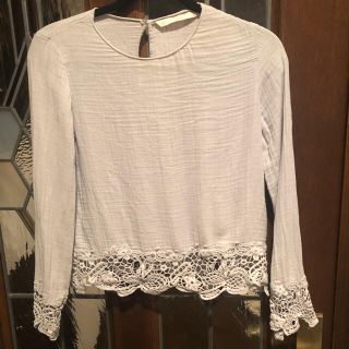 ザラ(ZARA)のZARA  レース付きコットンブラウス トップス(シャツ/ブラウス(長袖/七分))