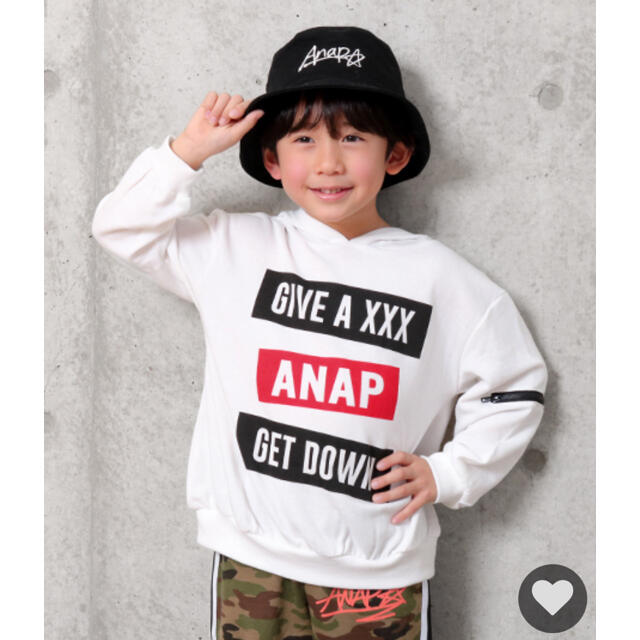 ANAP Kids(アナップキッズ)の袖zip付フーディー キッズ/ベビー/マタニティのキッズ服女の子用(90cm~)(ジャケット/上着)の商品写真