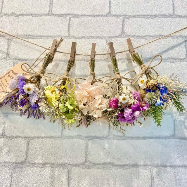 ドライフラワー スワッグ ガーランド❁420カラフル 紫陽花 スターチス ドライフラワー スワッグ ガーランド❁420カラフル 紫陽花 スターチス