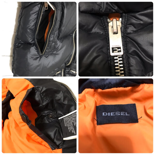 DIESEL(ディーゼル)の☆人気デザイン☆ ディーゼル ダウンベスト 黒 × オレンジ 中綿 背面ロゴ メンズのジャケット/アウター(ダウンベスト)の商品写真