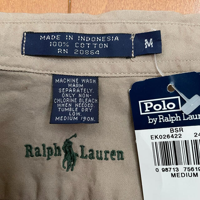 Ralph Lauren(ラルフローレン)の新品 80s POLO Ralph Lauren 長袖 BDワークシャツ カーキ レディースのトップス(シャツ/ブラウス(長袖/七分))の商品写真