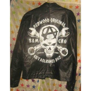 エイチアンドエム(H&M)のサンズ・オブ・アナーキーSAMCRO　サムクロ【手描きペイント革ジャン】細身のL(ライダースジャケット)