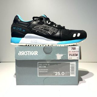 アシックス(asics)の25 アシックス ゲルライト3 ブラック UNC ノースカロライナブルー(スニーカー)