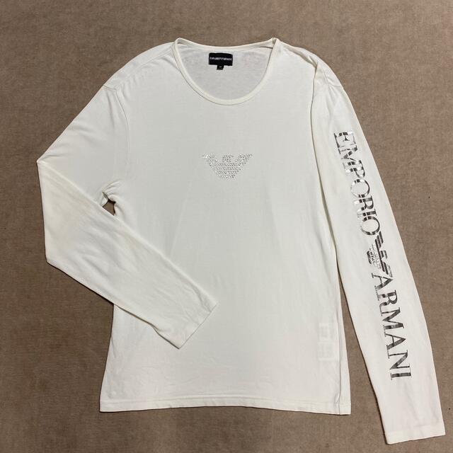 Emporio Armani(エンポリオアルマーニ)の【エンポリオアルマーニ 】ラインストーン&シルバーロゴ　ロンT M メンズのトップス(Tシャツ/カットソー(七分/長袖))の商品写真