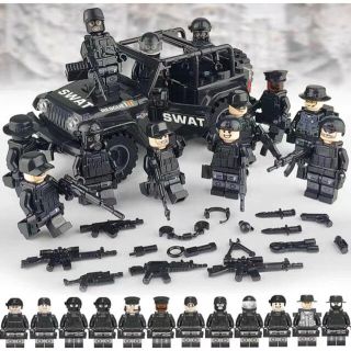 友蔵様LEGO 互換　ミニフィグ SWAT 特殊部隊 ジープ 武器 12体セット(知育玩具)