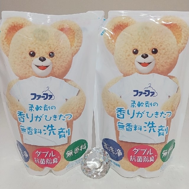 fur fur(ファーファー)のファーファ✨柔軟剤の香りひきたつ無香料洗剤✨400㎖ ２個✨ インテリア/住まい/日用品の日用品/生活雑貨/旅行(洗剤/柔軟剤)の商品写真