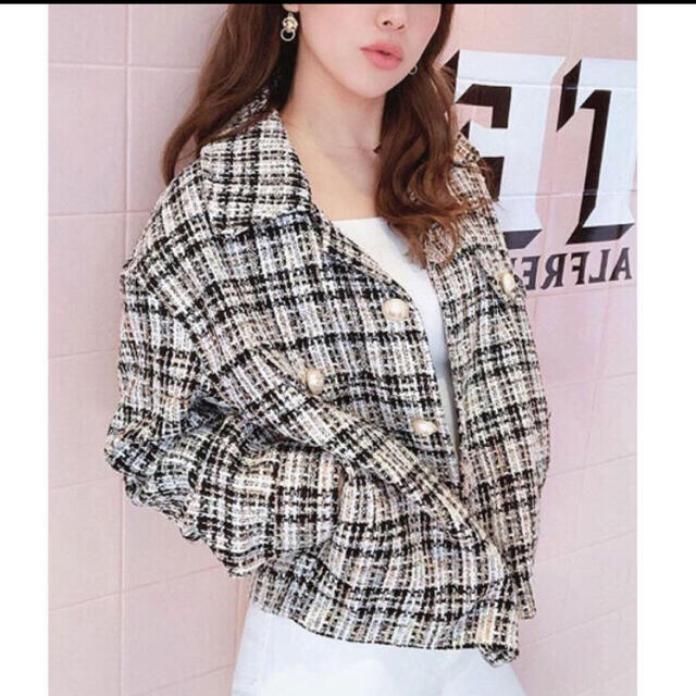 EM pearl ツイードジャケット White×black 【希望者のみラッピング無料