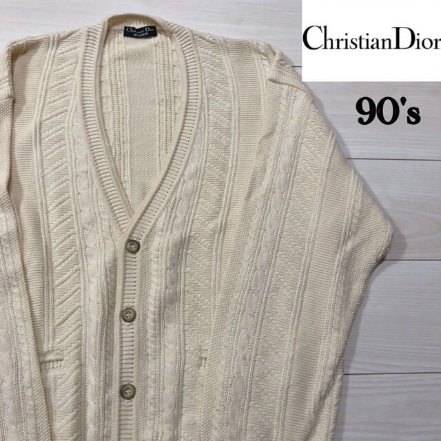 Christian Dior - 90s Christian Dior コットン ケーブル カーディガン
