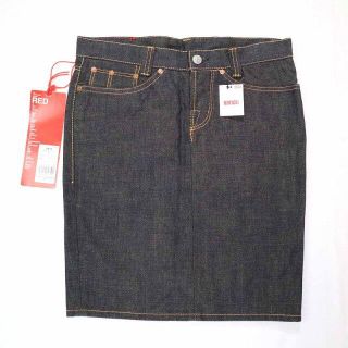 リーバイス(Levi's)の希少 新品 リーバイス レッド デニムスカート ひざ丈スカート Sサイズ (ひざ丈スカート)